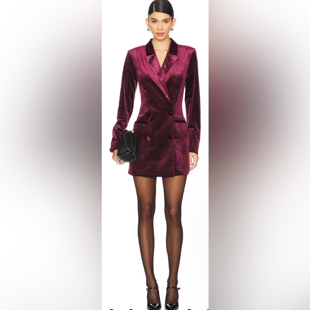 Good American Velvet Blazer Mini Dress in Burgundy